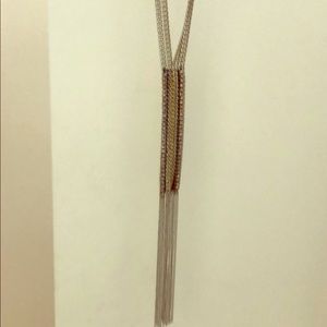 Stella&Dot lariat style silver gold tone chain